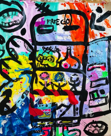 Painting titled "FREE GO" by Jennifer Daisy Hermange, Original Artwork, Acrylic