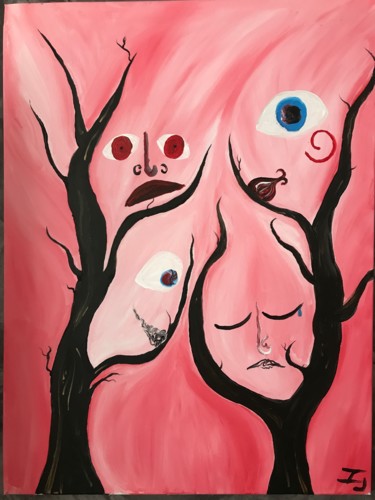 Painting titled "Remords" by Ines Jambois, Original Artwork, Acrylic