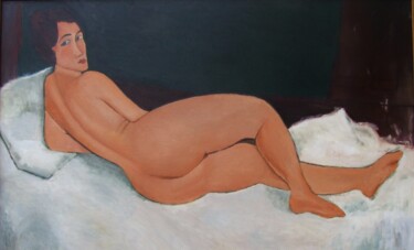 Schilderij getiteld "Nu Couche Erotic Nu…" door James Bagatel, Origineel Kunstwerk, Olie