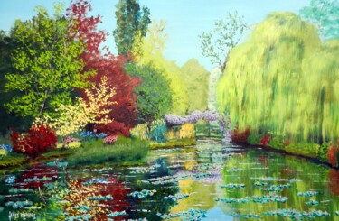 Pintura titulada "Le jardin de Givern…" por James Colombel, Obra de arte original, Acrílico Montado en Bastidor de camilla d…
