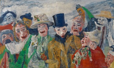 Pintura intitulada "L'intrigue" por James Ensor, Obras de arte originais, Óleo