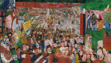 Painting titled "Christ's Entry into…" by James Ensor, Original Artwork, Oil