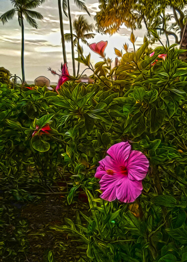Digitale Kunst mit dem Titel "Hawaiian Hibiscus" von James Morris, Original-Kunstwerk, Manipulierte Fotografie