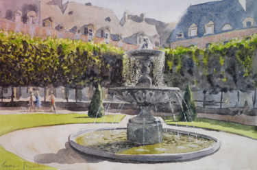 Peinture intitulée "Place des Vosges" par James Shand, Œuvre d'art originale, Aquarelle