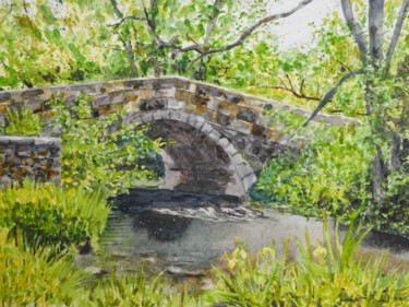 Painting titled "Bridge on the Lathk…" by James Shand, Original Artwork, Watercolor