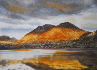 Painting titled "Beinn Sgulaird and…" by James Shand, Original Artwork, Watercolor