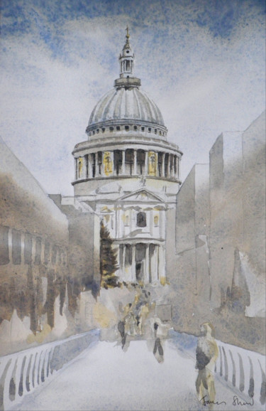 Schilderij getiteld "St Paul’s cathedral" door James Shand, Origineel Kunstwerk, Aquarel