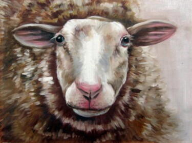Painting titled "Sheep #104" by James Shang, Original Artwork, Oil