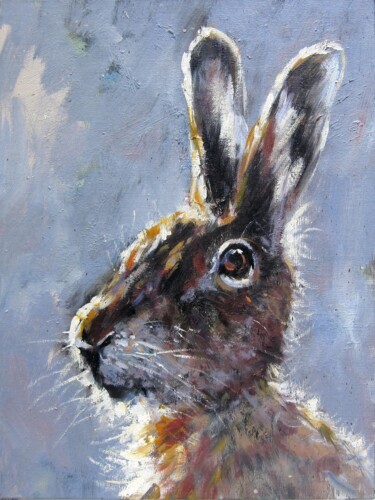 Malerei mit dem Titel "Rabbit #102 on canv…" von James Shang, Original-Kunstwerk, Öl