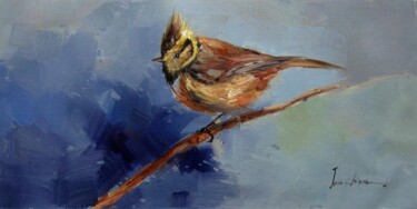Painting titled "Sparrow #203" by James Shang, Original Artwork, Oil Mounted on Wood Stretcher frame