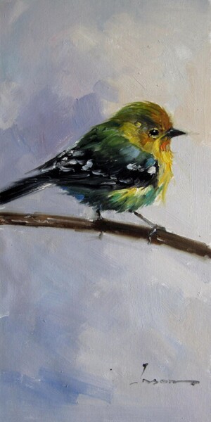 Peinture intitulée "Sparrow #208" par James Shang, Œuvre d'art originale, Huile Monté sur Châssis en bois