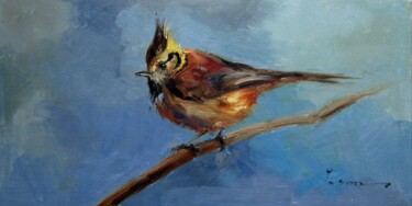 Painting titled "Sparrow #211" by James Shang, Original Artwork, Oil Mounted on Wood Stretcher frame