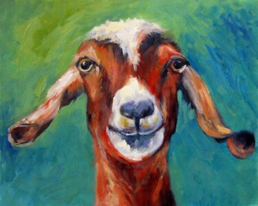 Painting titled "Goat 201" by James Shang, Original Artwork, Oil