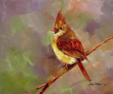 Painting titled "Cardinal 301" by James Shang, Original Artwork, Oil Mounted on Wood Stretcher frame