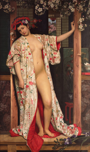 Картина под названием "La Japonaise au bain" - James Tissot, Подлинное произведение искусства, Масло