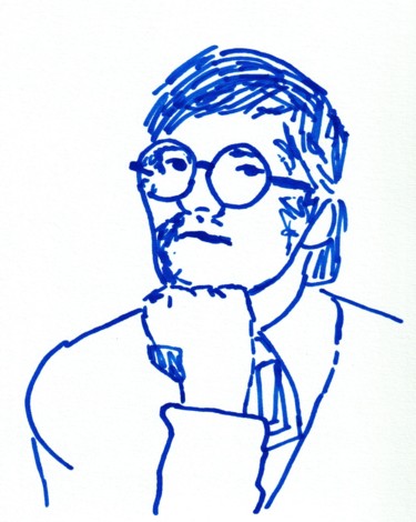 Disegno intitolato "David Hockney" da James B Studios, Opera d'arte originale, Pennarello