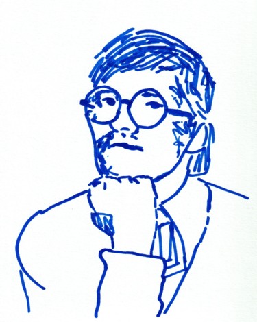 Tekening getiteld "David Hockney" door James B Studios, Origineel Kunstwerk, Marker