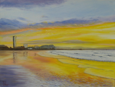 Painting titled "Swansea Sunrise 2" by James Potter, Original Artwork, Oil
