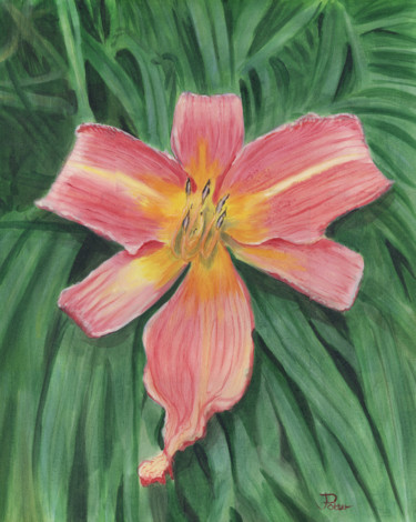 Painting titled "Day Lily" by James Potter, Original Artwork, Oil