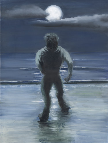 Malerei mit dem Titel "The Wolfman" von James Potter, Original-Kunstwerk, Öl