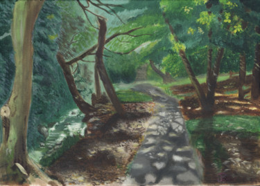 Painting titled "Park Path" by James Potter, Original Artwork, Oil