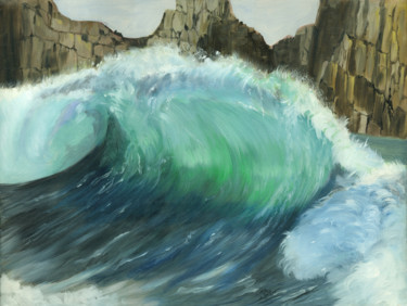 Pintura titulada "Raging Emerald" por James Potter, Obra de arte original, Oleo