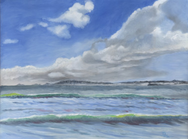 Schilderij getiteld "Stormy Sea" door James Potter, Origineel Kunstwerk, Olie