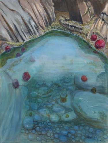 Schilderij getiteld "Rockpool" door James Potter, Origineel Kunstwerk, Olie