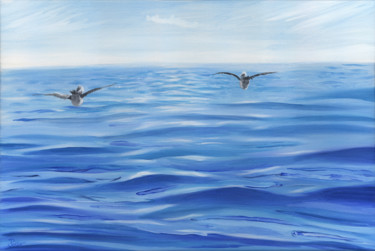 Painting titled "Ocean Gulls" by James Potter, Original Artwork, Oil