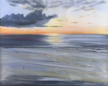 Painting titled "Peach Sunrise" by James Potter, Original Artwork, Oil
