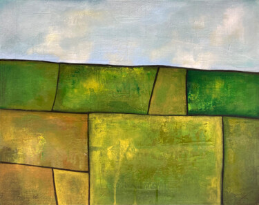 Malarstwo zatytułowany „Spring Fields” autorstwa James Rooney, Oryginalna praca, Olej Zamontowany na Drewniana rama noszy