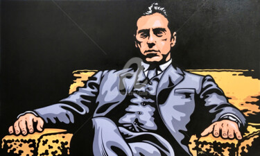 Schilderij getiteld "Michael Corleone" door Jamie Lee, Origineel Kunstwerk, Acryl Gemonteerd op Frame voor houten brancard