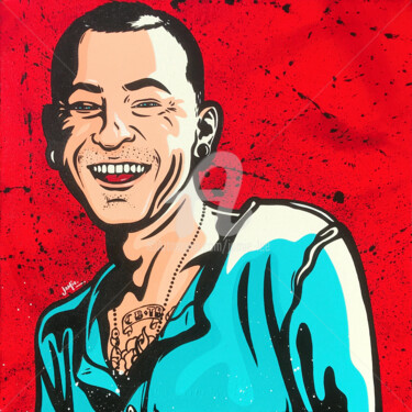 Painting titled "Chester Bennington" by Jamie Lee, Original Artwork, Acrylic Mounted on Wood Stretcher frame