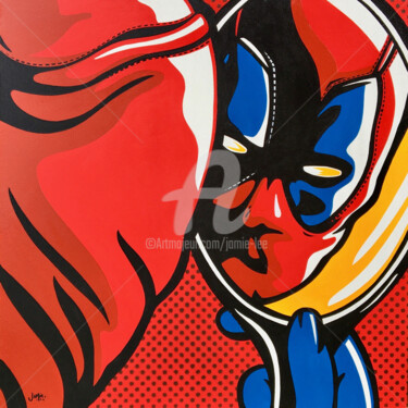 Картина под названием "Deadpool In Mirror" - Jamie Lee, Подлинное произведение искусства, Акрил Установлен на Деревянная рам…