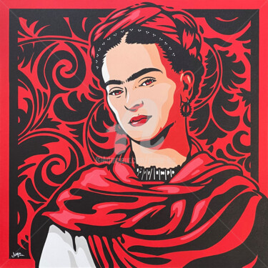 Painting titled "Frida Kahlo" by Jamie Lee, Original Artwork, Acrylic Mounted on Wood Stretcher frame