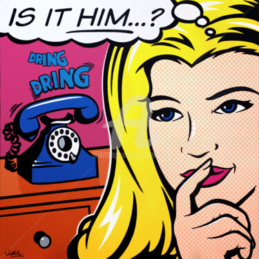 「Is It Him?」というタイトルの絵画 Jamie Leeによって, オリジナルのアートワーク, アクリル ウッドストレッチャーフレームにマウント