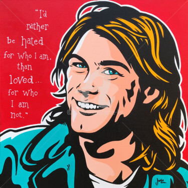 Pintura intitulada "Kurt Cobain" por Jamie Lee, Obras de arte originais, Acrílico Montado em Armação em madeira