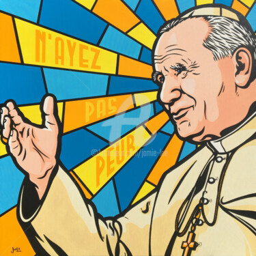 Pittura intitolato "Pope John Paul II" da Jamie Lee, Opera d'arte originale, Acrilico Montato su Telaio per barella in legno