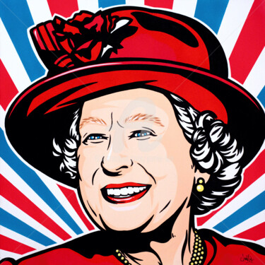 Картина под названием "Queen Elizabeth II" - Jamie Lee, Подлинное произведение искусства, Акрил Установлен на Деревянная рам…