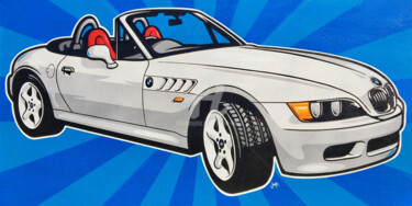 Painting titled "BMW Z3" by Jamie Lee, Original Artwork, Acrylic Mounted on Wood Stretcher frame