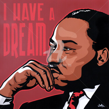 Painting titled "MLK" by Jamie Lee, Original Artwork, Acrylic Mounted on Wood Stretcher frame