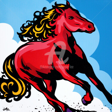 绘画 标题为“War Horse” 由Jamie Lee, 原创艺术品, 丙烯 安装在木质担架架上