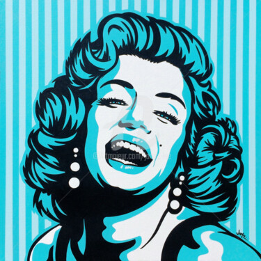 Schilderij getiteld "Marilyn Monroe On T…" door Jamie Lee, Origineel Kunstwerk, Acryl Gemonteerd op Frame voor houten branca…