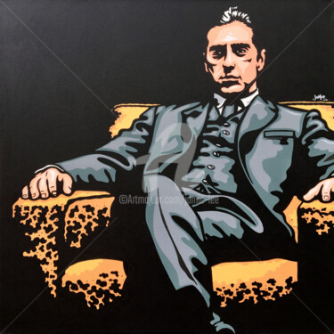 Pintura intitulada "Don Corleone" por Jamie Lee, Obras de arte originais, Acrílico Montado em Armação em madeira