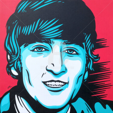 Painting titled "Lennon" by Jamie Lee, Original Artwork, Acrylic Mounted on Wood Stretcher frame
