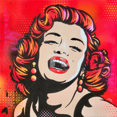 「Marilyn Monroe Hot…」というタイトルの絵画 Jamie Leeによって, オリジナルのアートワーク, アクリル ウッドストレッチャーフレームにマウント