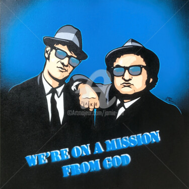Painting titled "The Blues Brothers…" by Jamie Lee, Original Artwork, Acrylic Mounted on Wood Stretcher frame