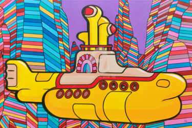 Картина под названием "Yellow Submarine Fu…" - Jamie Lee, Подлинное произведение искусства, Акрил Установлен на Деревянная р…