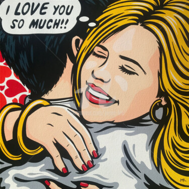 Painting titled "I Love You" by Jamie Lee, Original Artwork, Acrylic Mounted on Wood Stretcher frame