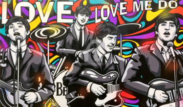 Pintura titulada "The Beatles - Love…" por Jamie Lee, Obra de arte original, Acrílico Montado en Bastidor de camilla de made…